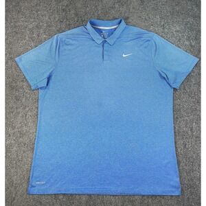 Nike Polo Shirt Mens XXL Blue Stripe Dri Fit Golf Performance Stretch EUC